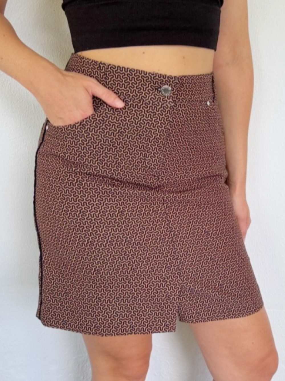 Lohla Sport black and tan geometric print high rise athletic skort shorts size 2